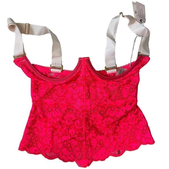 NWT We are HAH!Bust A Move Bustier In haht Lava Lace Underwire Corset Pink Small - Picture 2 of 6